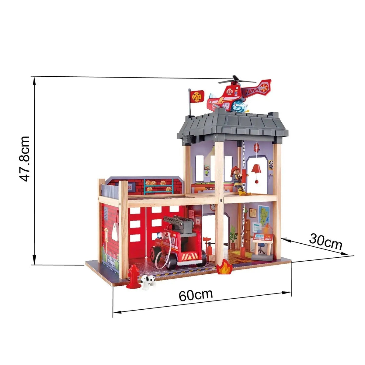 Caserne de Pompiers en Bois Hape - Grand Coffret avec Véhicules et Figurines