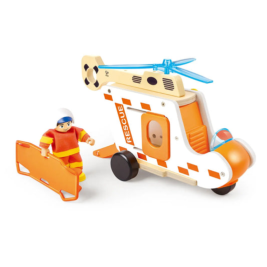 Hélicoptère de Secours en Bois Hape - Coffret Sauvetage