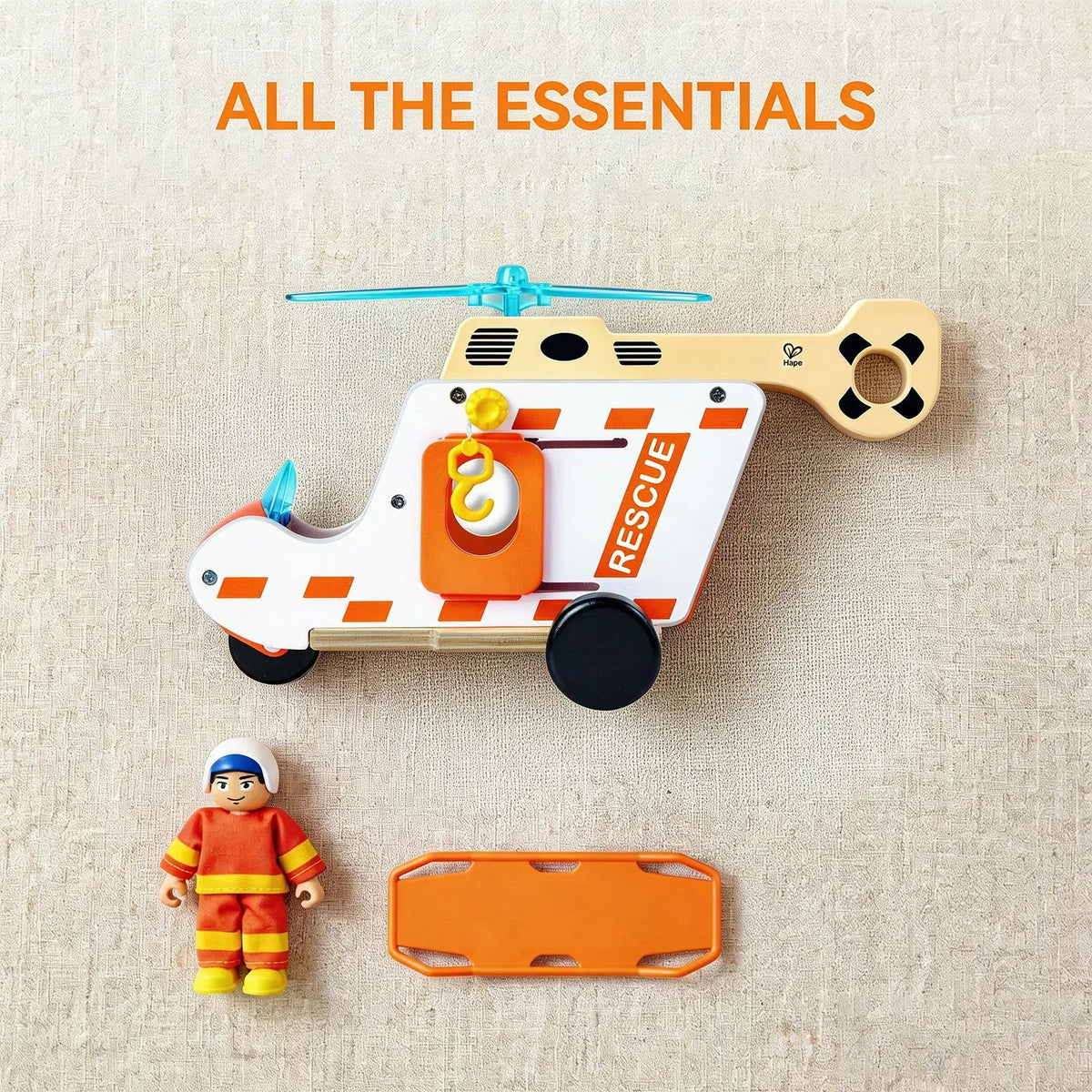 Hélicoptère de Secours en Bois Hape - Coffret Sauvetage