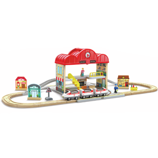 Hape Gare Ferroviaire Portable avec Circuit de Train en Bois