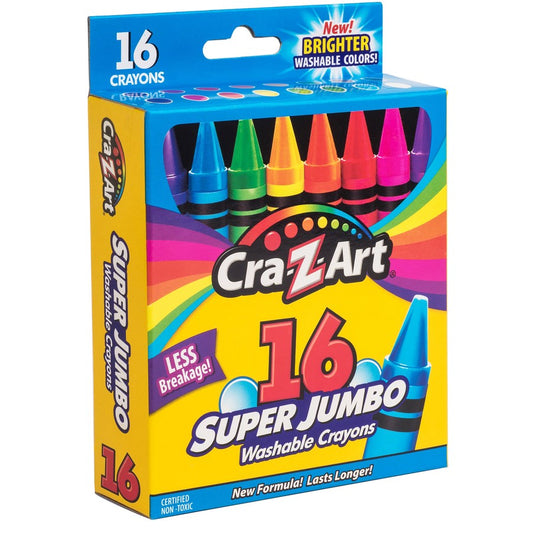 16 crayons de cire jumbo lavables - Grip facile, moins de casse