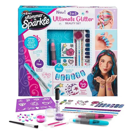 Set de paillettes 3 en 1 - Cheveux, ongles et corps