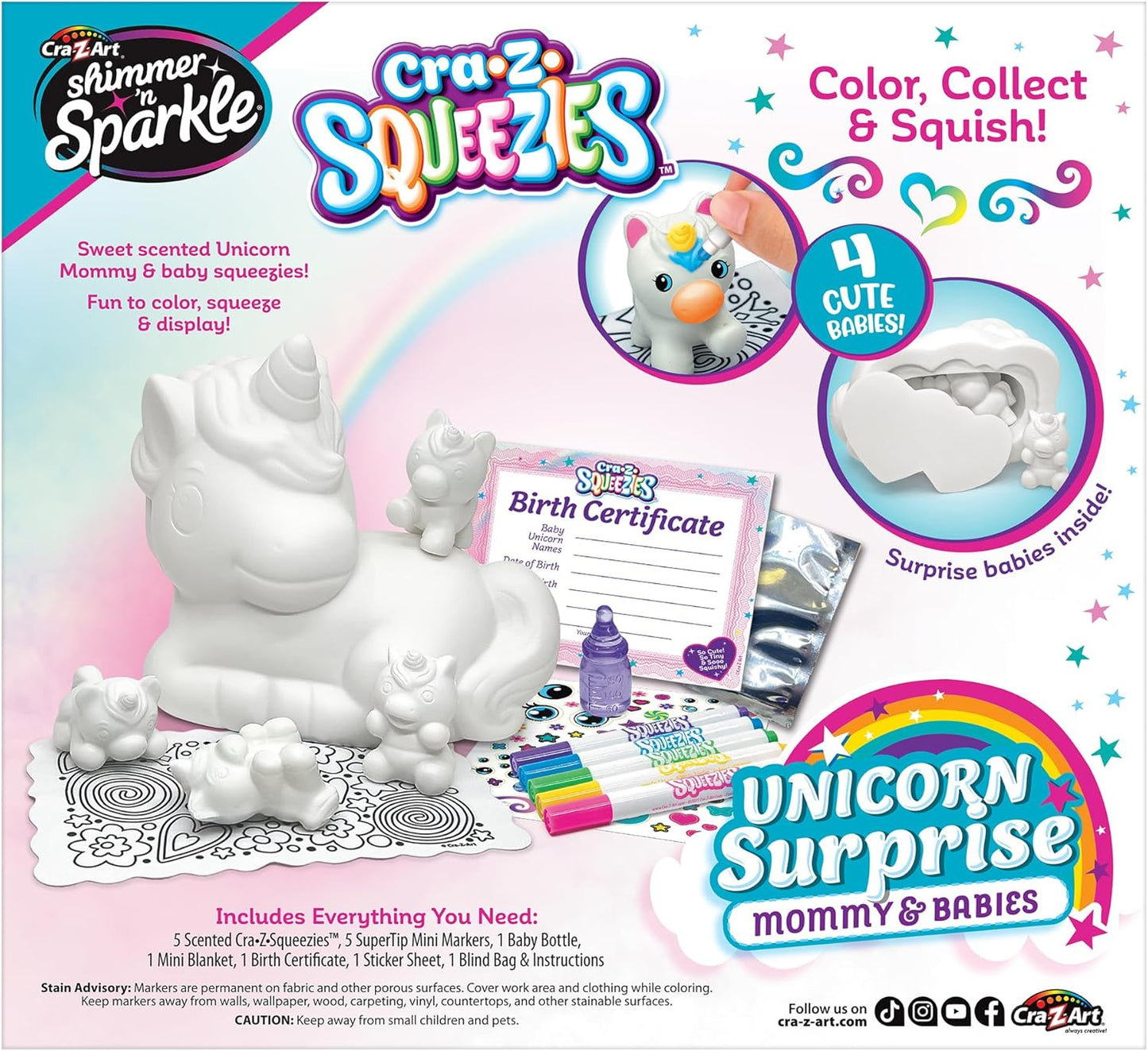 Licorne surprise à colorier avec ses bébés - Squeezie Surprise