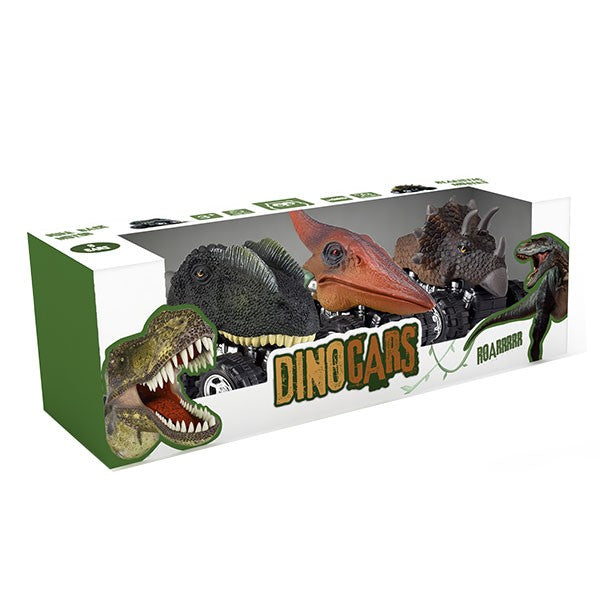 Coffret de 3 Voitures Dinosaures à Friction – Pull Back Dino Cars