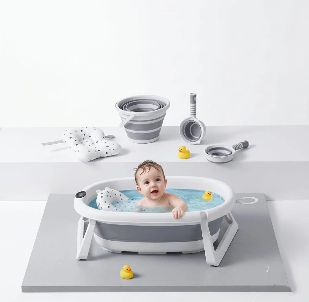 Kit Baignoire Pliable et Portable 4 en 1 avec Thermomètre Intégré