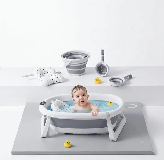Kit Baignoire Pliable et Portable 4 en 1 avec Thermomètre Intégré