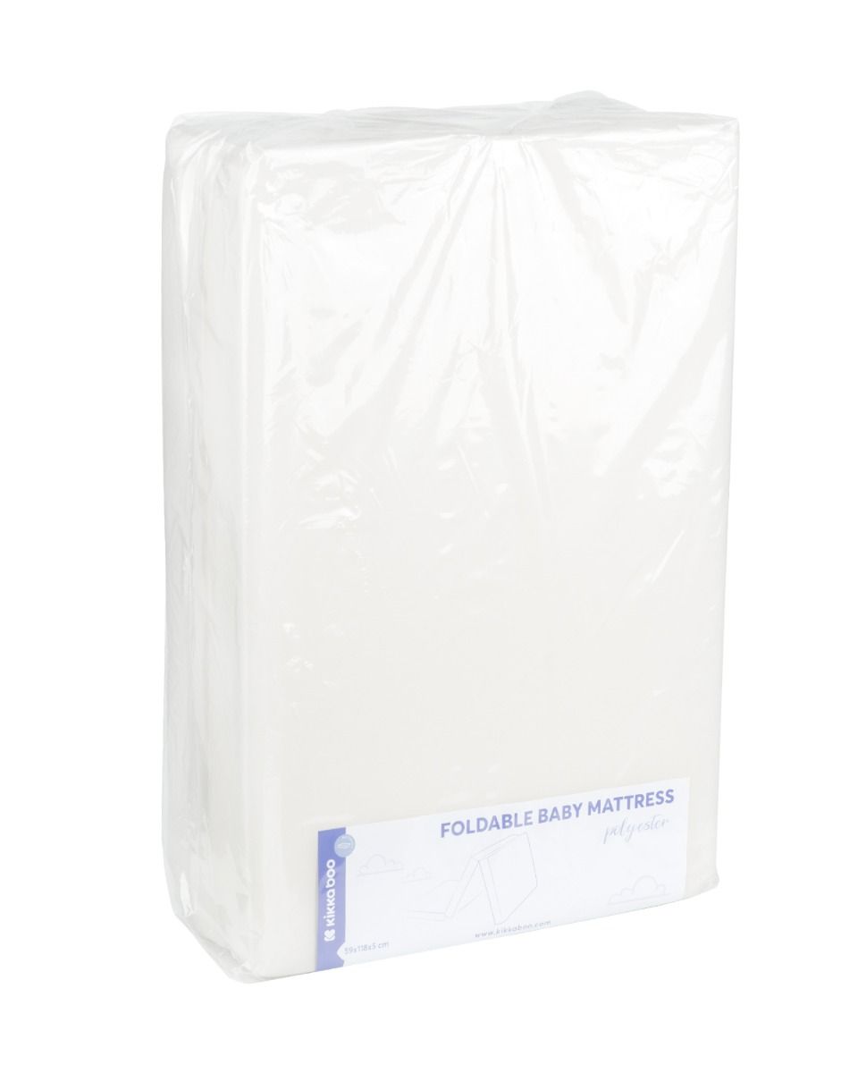 Matelas pliant bébé Kikkaboo – 59 x 118 x 5 cm – Polyester gris clair