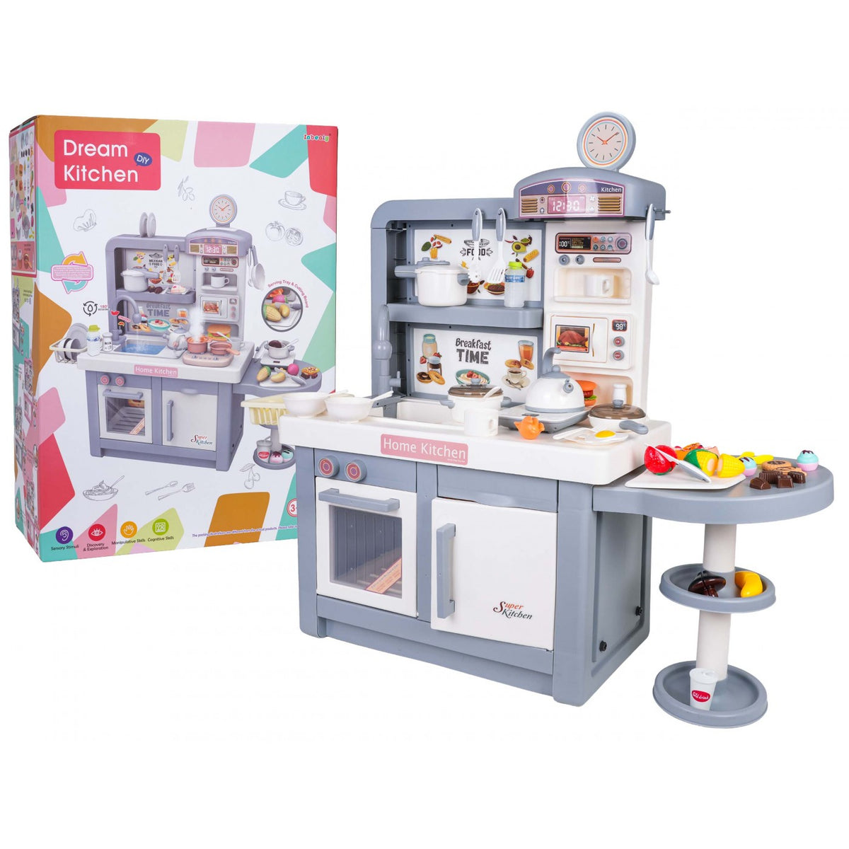 Grande Cuisine Interactive pour Enfants – Gris & Blanc
