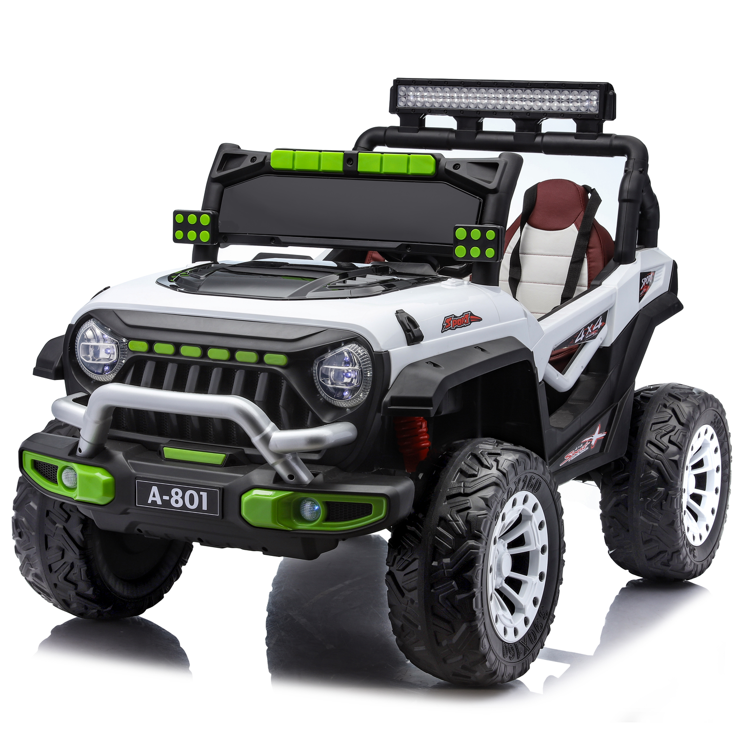 Jeep Électrique 4x4 pour Enfant 12V avec Rampe de Phares LED