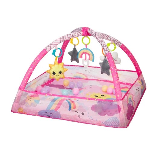 Tapis d’éveil avec 18 balles Pink Sky – KikkaBoo