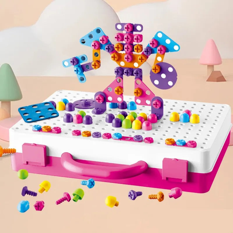 Magic Panel Rose – Puzzle à Visser 249 Pièces avec Mallette