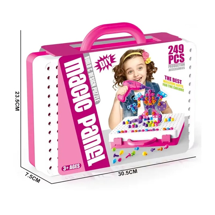 Magic Panel Rose – Puzzle à Visser 249 Pièces avec Mallette