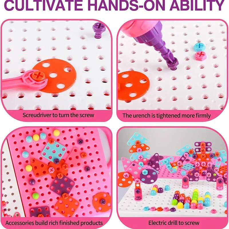 Magic Panel Rose – Puzzle à Visser 249 Pièces avec Mallette