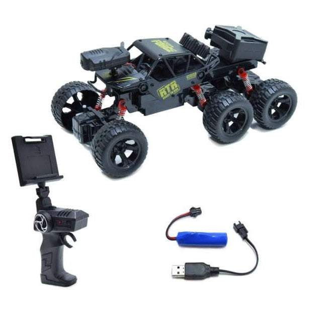 Camion Tout-Terrain 6x6 Télécommandé avec Caméra WiFi – Noir