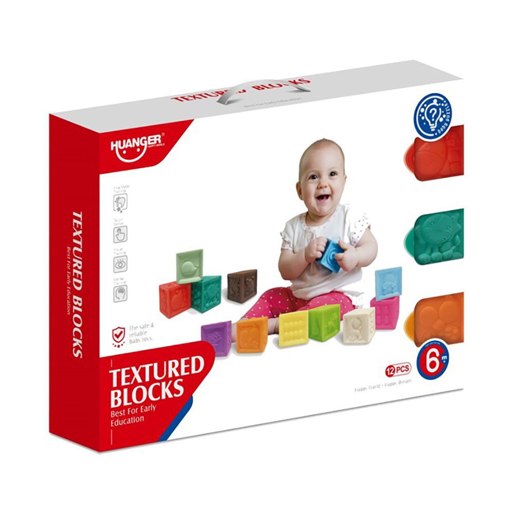 Ensemble de 12 Cubes Sensoriels Bébé – Huanger Textured Blocks