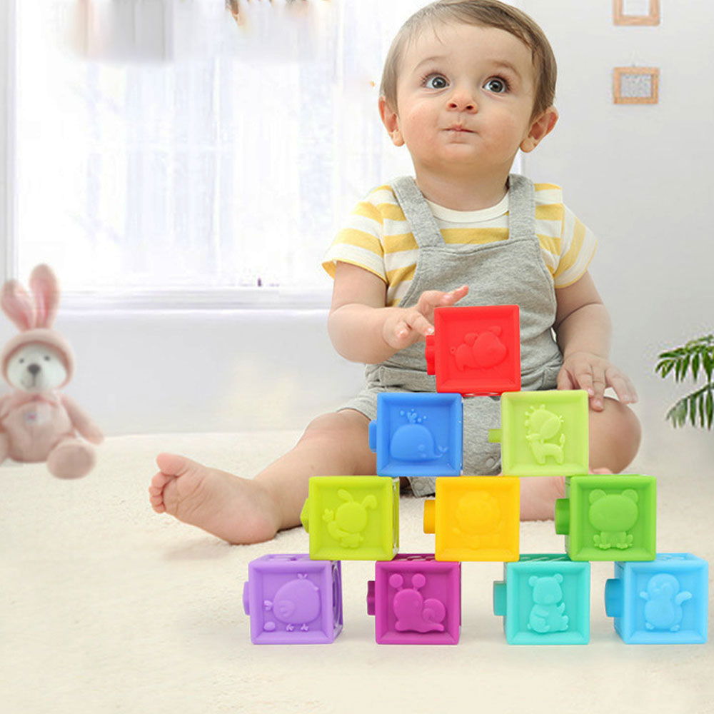 Ensemble de 12 Cubes Sensoriels Bébé – Huanger Textured Blocks