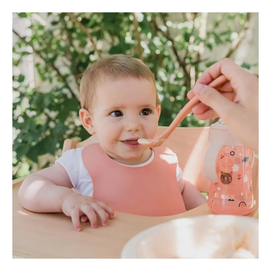 Suavinex Bavoir en silicone rose 4m+