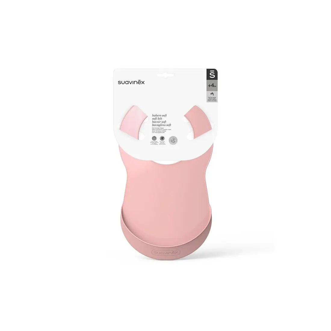 Suavinex Bavoir en silicone rose 4m+