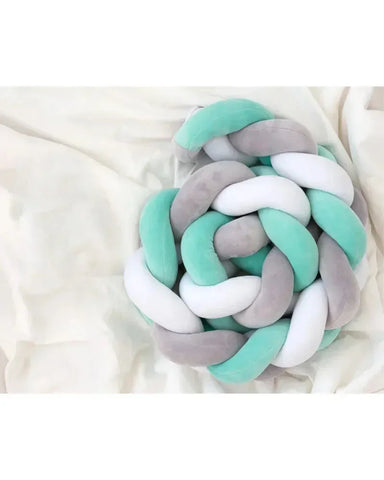 Tour de Lit Tressé – Vert, Beige et Blanc