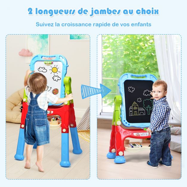 Chevalet Double Face pour Enfants – Tableau Blanc et Tableau Noir Rotatif