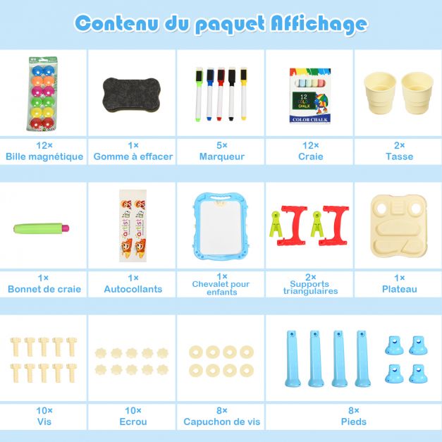 Chevalet Double Face pour Enfants – Tableau Blanc et Tableau Noir Rotatif