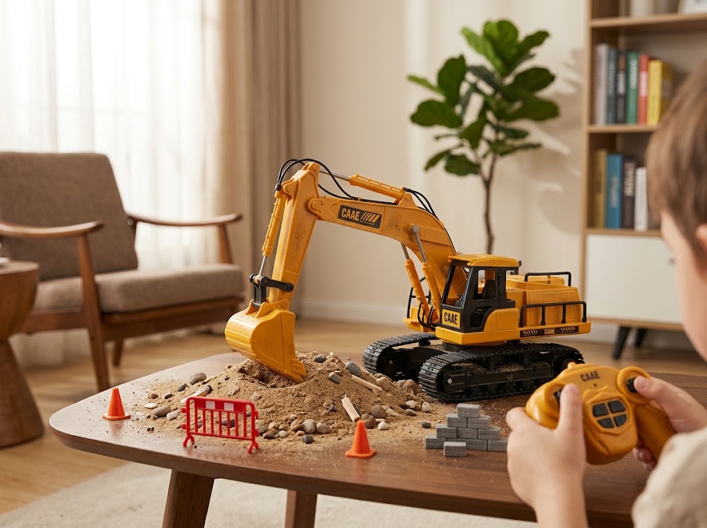 Pelleteuse Télécommandée CAAE RC Engineering Truck – Multifonction avec Sons, Rechargeable USB