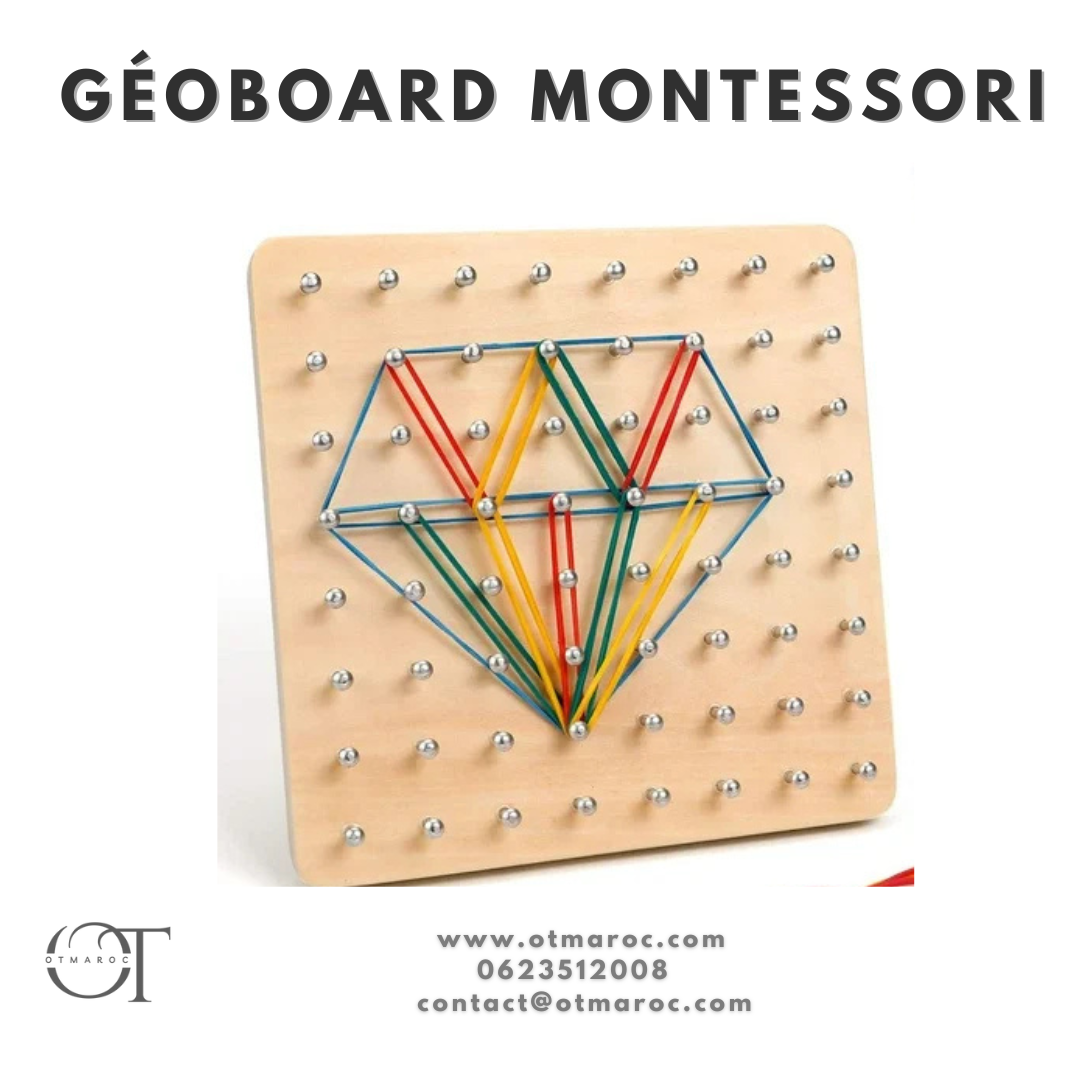 Géoboard Montessori à Clous et Élastiques avec Cartes Modèles
