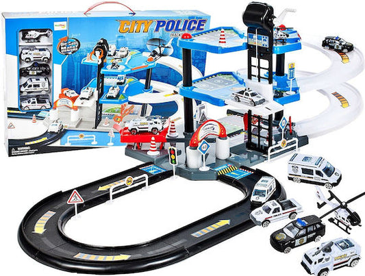 Set de Jeu Police de la Ville – Parking, Voitures & Hélicoptère