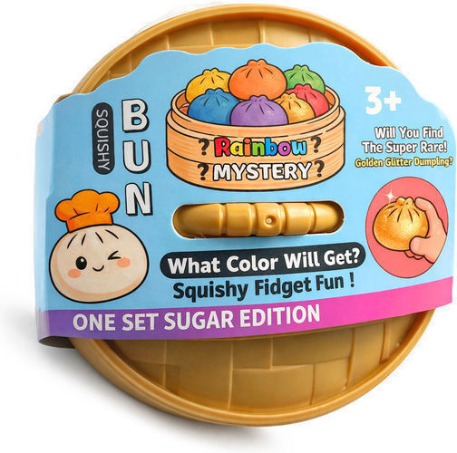 Squishy Bun Mystère – Petit Dumpling Surprise dans son Panier Vapeur (1 Unité)